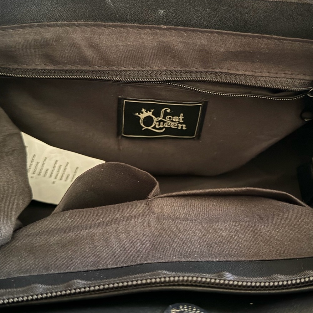 Lost Queen Canvas Bat Studded Shoulder Bag - Picture 7 of 7